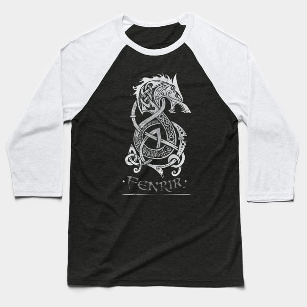 Fenrir: The Monster Wolf of Norse Mythology (Gray) Baseball T-Shirt by celtichammerclub